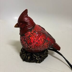 Petite Cardinal Stained Glass Mosaic Accent Boudoir Lamp Nightlight 6.5” (1001B)